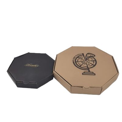 Kraft Corrugated Custom Printed Pizza Boxes Octangle Shape