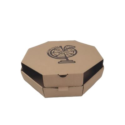 Kraft Corrugated Custom Printed Pizza Boxes Octangle Shape