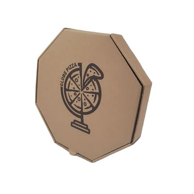 Kraft Corrugated Custom Printed Pizza Boxes Octangle Shape