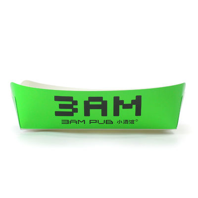 Green Disposable Kraft Paper Boat for Snacks Corrugated Food Tray Packaging