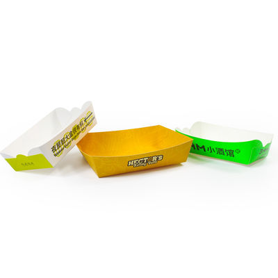 Green Disposable Kraft Paper Boat for Snacks Corrugated Food Tray Packaging