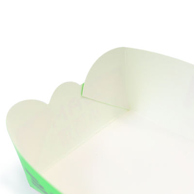 Green Disposable Kraft Paper Boat for Snacks Corrugated Food Tray Packaging
