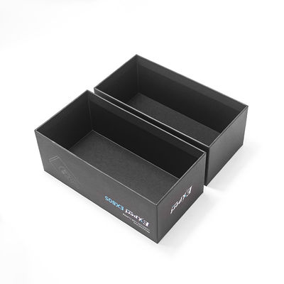 Luxury Black Shaver Lid And Base Gift Box Custom Logo Silver Stamping
