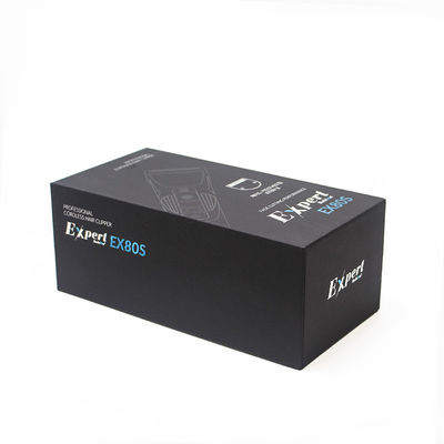 Luxury Black Shaver Lid And Base Gift Box Custom Logo Silver Stamping
