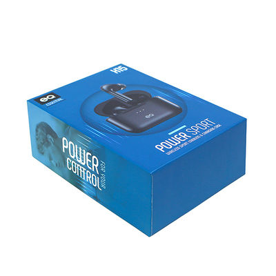 Bluetooth Earphone Lid And Case Gift Box Blue Wine UV Coating Corrugated Board