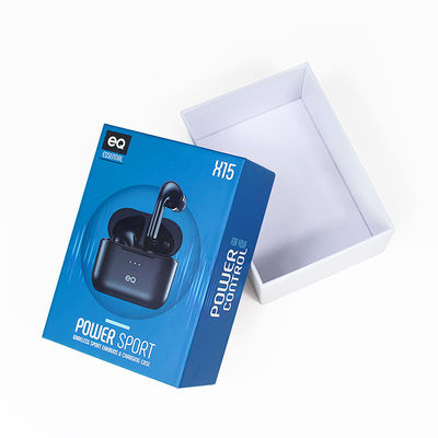 Bluetooth Earphone Lid And Case Gift Box Blue Wine UV Coating Corrugated Board