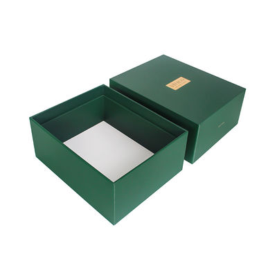 Corrugated Board Christmas Box Lid And Base Gift Shipping Box With Green Gold Stamping