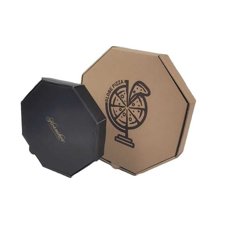 Kraft Corrugated Custom Printed Pizza Boxes Octangle Shape
