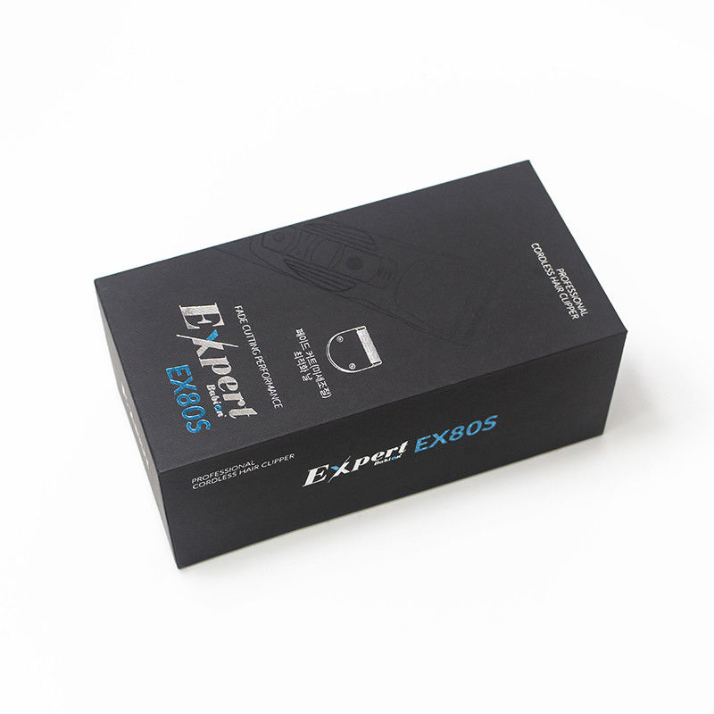 Luxury Black Shaver Lid And Base Gift Box Custom Logo Silver Stamping