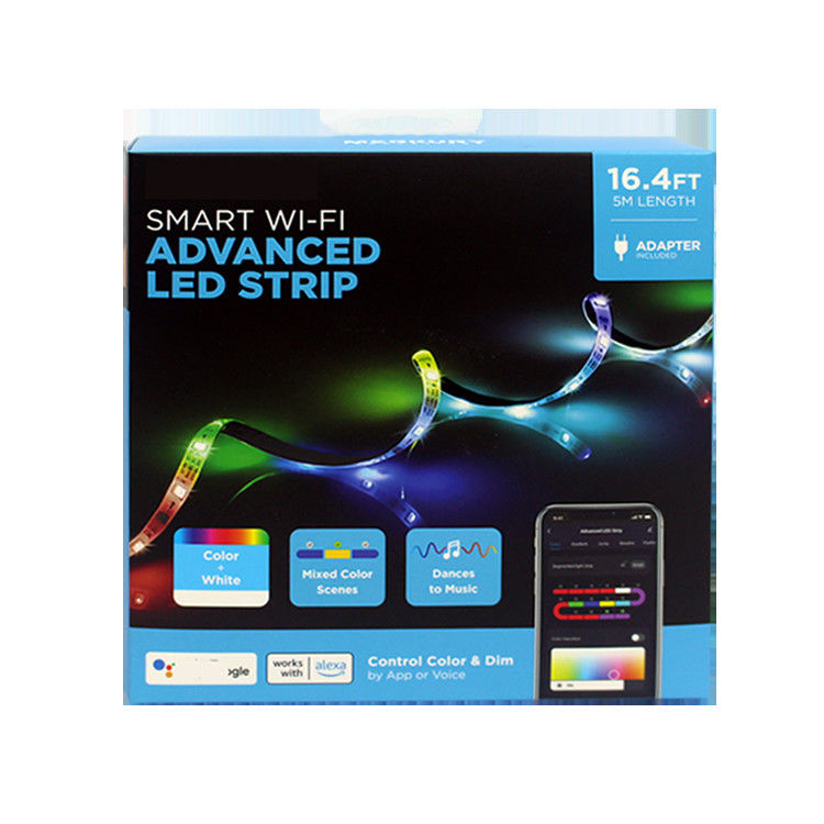 Custom Printing LED Tape Lights Paper Box with Glossy Lamination and Paper Material