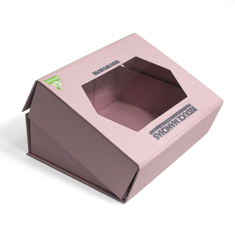 Valentines Day Magnetic Gift Box Packaging Custom Pink Hard Rigid Cardboard With Window